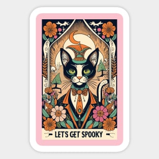 Halloween 'let's get spooky' colorful cat tarot Sticker